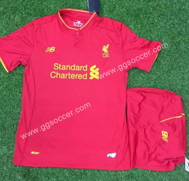  2016/17 Liverpool Home Red Kid/Youth Soccer Kit