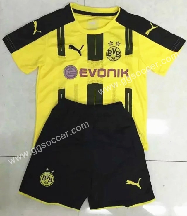  2016/17 Borussia Dortmund Home Yellow Kids/Youth Soccer Uniform