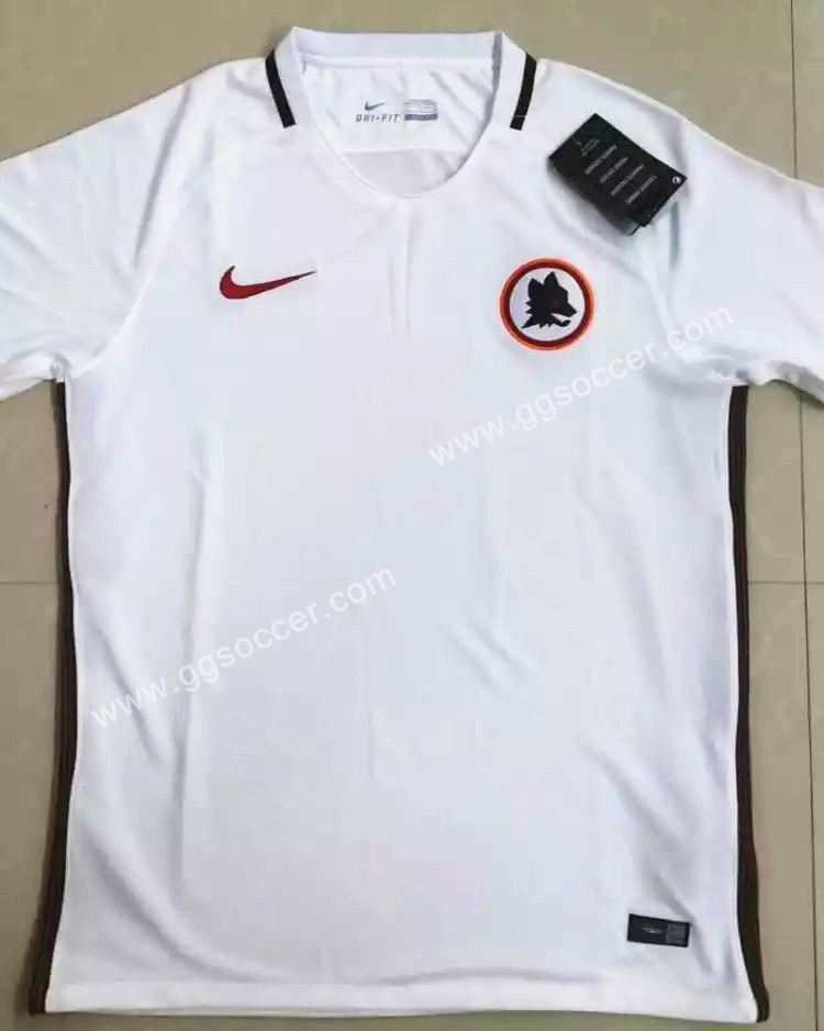  2016-17 AS Roma Away White Thailand Soccer Jersey