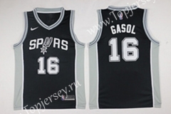 San Antonio Spurs Black #16 NBA Jersey