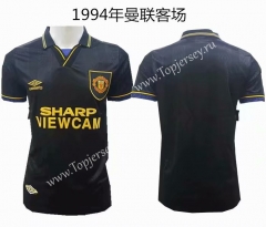 Retro Version 1994 Manchester United Away Black Thailand Soccer Jersey AAA