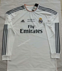Retro Version 2014 Real Madrid Home White LS Thailand Soccer Jersey AAA-912