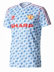 Retro Version 1990-1992 Manchester United Away Blue&White Thailand Soccer Jersey AAA-811