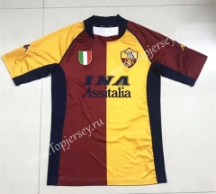 Retro Version 2001-2002 Roma Home Red&Yellow Thailand Soccer Jersey AAA-510