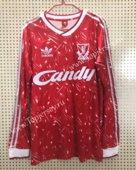 Retro Version 1989 Liverpool Home Red LS Thailand Soccer Jersey AAA-811