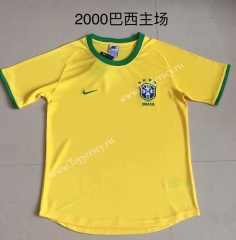 Retro Version 2000 Brazil Home Yellow Thailand Soccer Jersey AAA-DG