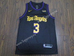 Latin Edition Los Angeles Lakers Black #3 NBA Jersey