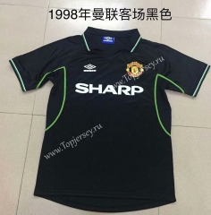 Retro Version 1998 Manchester United Away Black Thailand Soccer Jersey AAA-DG