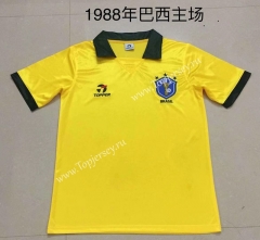 Retro Version 1988 Brazil Home Yellow Thailand Soccer Jersey AAA-AY
