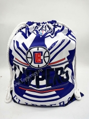 Los Angeles Clippers White&Purple Basketball Drawstring Bag