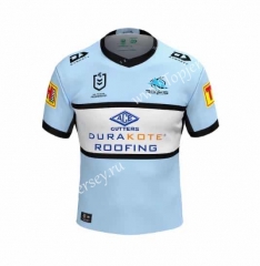 2020 Sharks Home Light Blue Thailand Rugby Shirt