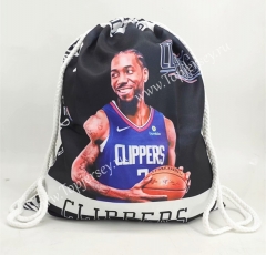 Los Angeles Clippers Black&White Basketball Drawstring Bag-2