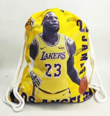 Los Angeles Lakers Yellow Basketball Drawstring Bag-23