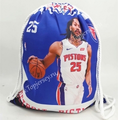 Detroit Pistons Blue Basketball Drawstring Bag-25