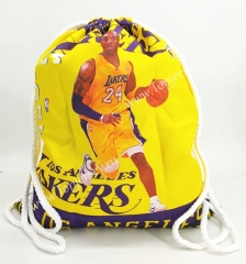 Los Angeles Lakers Yellow Basketball Drawstring Bag-24