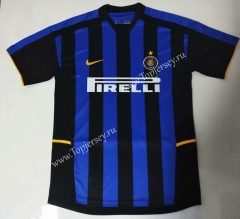 Retro Version 2002-2003 Inter Milan Home Blue&Black Thailand Soccer Jersey AAA-912