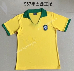 Retro Version 1957 Brazil Home Yellow Thailand Soccer Jersey AAA-XY