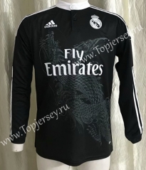 Retro Version 2014-2015 Real Madrid 2nd Away Black LS Thailand Soccer Jersey AAA-SL