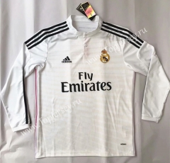 Retro Version 2014-2015 Real Madrid Home White LS Thailand Soccer Jersey AAA-SL