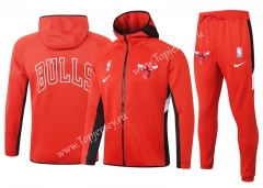 2020-2021 NBA Chicago Bulls Red Jacket Uniform With Hat-815