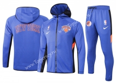 2020-2021 NBA New York Knicks Camouflage Blue Jacket Uniform With Hat-815