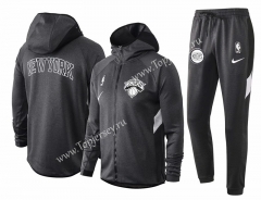 2020-2021 NBA New York Knicks Gray Jacket Uniform With Hat-815