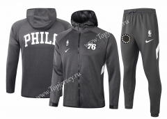 2020-2021 NBA Philadelphia 76ers Dark Gray Jacket Uniform With Hat-815