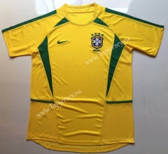 Retro Version 2002 Brazil Home Yellow Thailand Soccer Jersey AAA-912