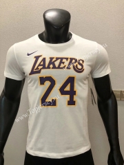 Los Angeles Lakers White #24 NBA Cotton T-shirt