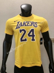Los Angeles Lakers Yellow #24 NBA Cotton T-shirt