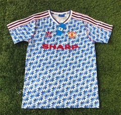 Retro Version 1992 Manchester United Away Blue Thailand Soccer Jersey AAA-503