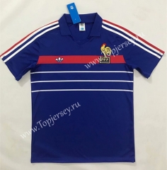 Retro Version 1984-1986 France Home Blue Thailand Soccer Jersey AAA-SL