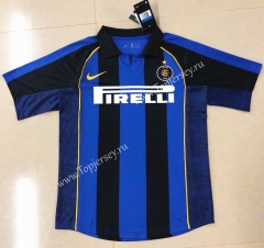 Retro Version 2001-2002 Inter Milan Home Blue&Black Thailand Soccer Jersey AAA-HR