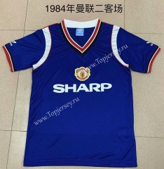 Retro Version 1984 Manchester United 2nd Away Blue Thailand Soccer Jersey AAA-AY