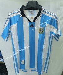 Retro Version 1998 Argentina Home Blue and White Thailand Soccer Jersey AAA