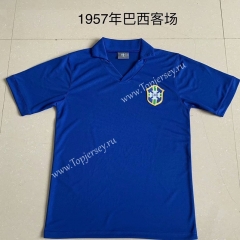 Retro Version 1957 Brazil Away Blue Thailand Soccer Jersey AAA-AY