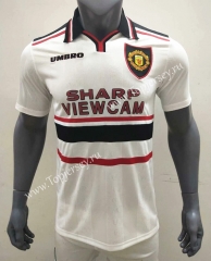 Retro Version 1998-1999 Manchester United Away White Thailand Soccer Jersey AAA-416