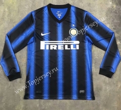 Retro Version 2010-2011 Inter Milan Home Blue&Black LS Thailand Soccer Jersey AAA-SL
