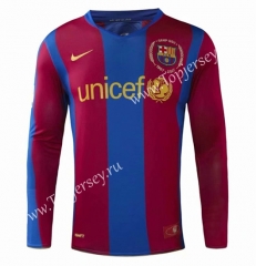 Retro Version 07-08 Barcelona Home Red&Blue Thailand LS Soccer Jersey AAA-908