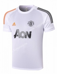 2020-2021 Manchester United White Short-sleeve Thailand Soccer Tracksuit Top-815