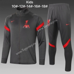 2020-2021 Liverpool Dark Gray Kids/Youth Soccer Jacket Uniform-815