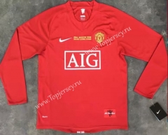 Retro Version 07-08 Champions League Manchester United Home Red LS Thailand Soccer Jersey AAA-510