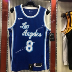 Latin Edition Los Angeles Lakers Blue #8 NBA Retro Jersey