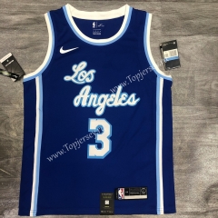 Latin Edition Los Angeles Lakers Blue #3 NBA Retro Jersey