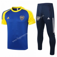 2020-2021 Boca Juniors Royal Blue Short-sleeve Thailand Soccer Tracksuit-815
