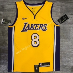 Retro Version Los Angeles Lakers V Collar Yellow #8 NBA Jersey
