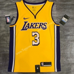 Retro Version Los Angeles Lakers V Collar Yellow #3 NBA Jersey