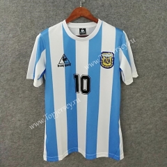 Retro Version 1986 Argentina Home Blue and White ( #10 Maradona ) Thailand Soccer Jersey AAA