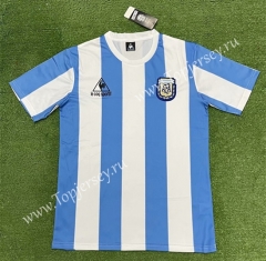 Retro Version 1986 Argentina Home Blue and White Thailand Soccer Jersey AAA-403