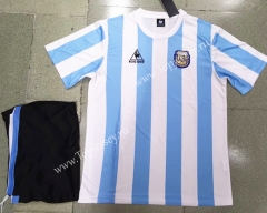 Retro Version Argentina Home Blue&White Soccer Uniform